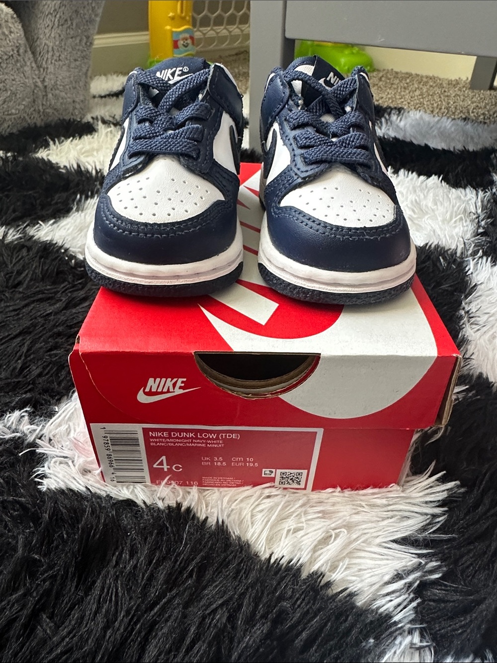 Nike Kids Navy and White Dunk Low Sneakers